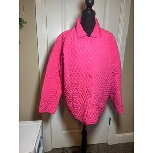 Nordic Lights Women's Quilted Jacket Hot Pink Button Front XL